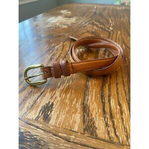 Vintage Brown Leather Belt With Brass Buckle Made In USA By Levis Size LL